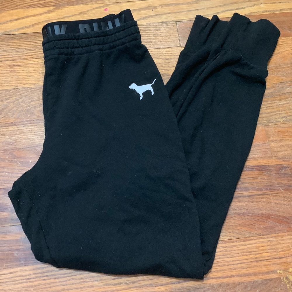 VS PINK high waisted jogger sweatpants BLACK